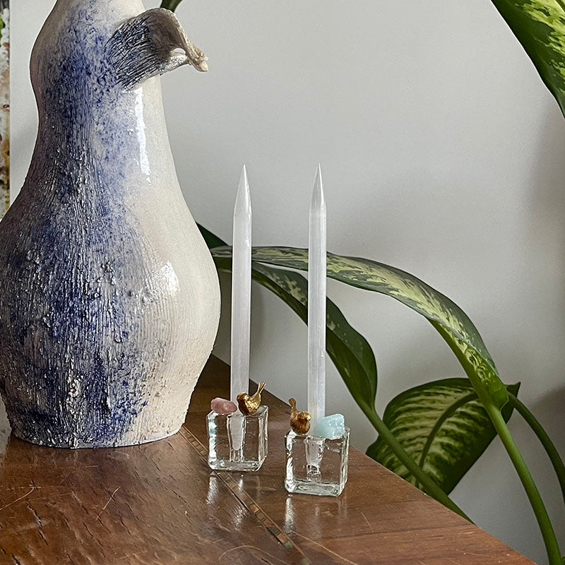 Selenite Candle Holder
